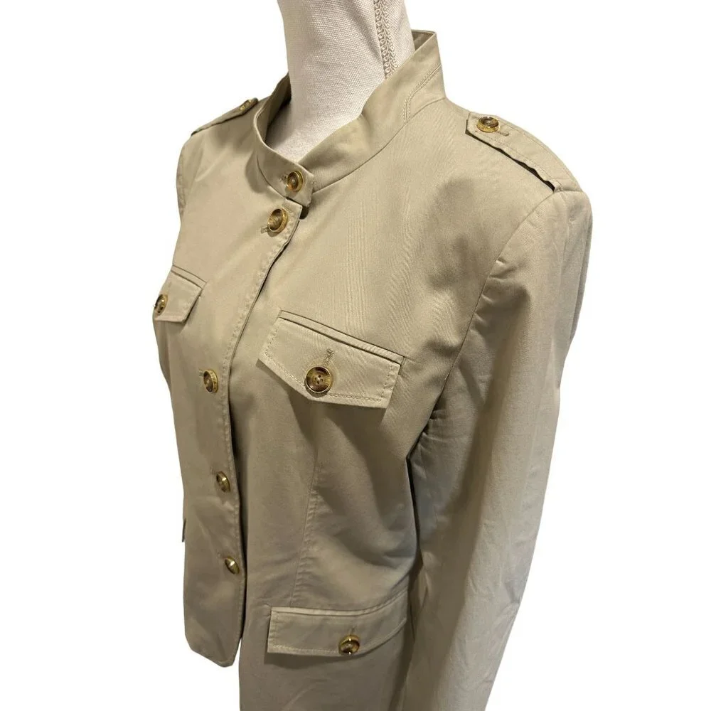 Michael Kors Jacket Blazer Women Sz 14 Button Down Pockets Military Style Lined